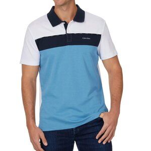 Calvin Klein Blue Colorblock Quick Dry Classic Style Golf Polo Size XL